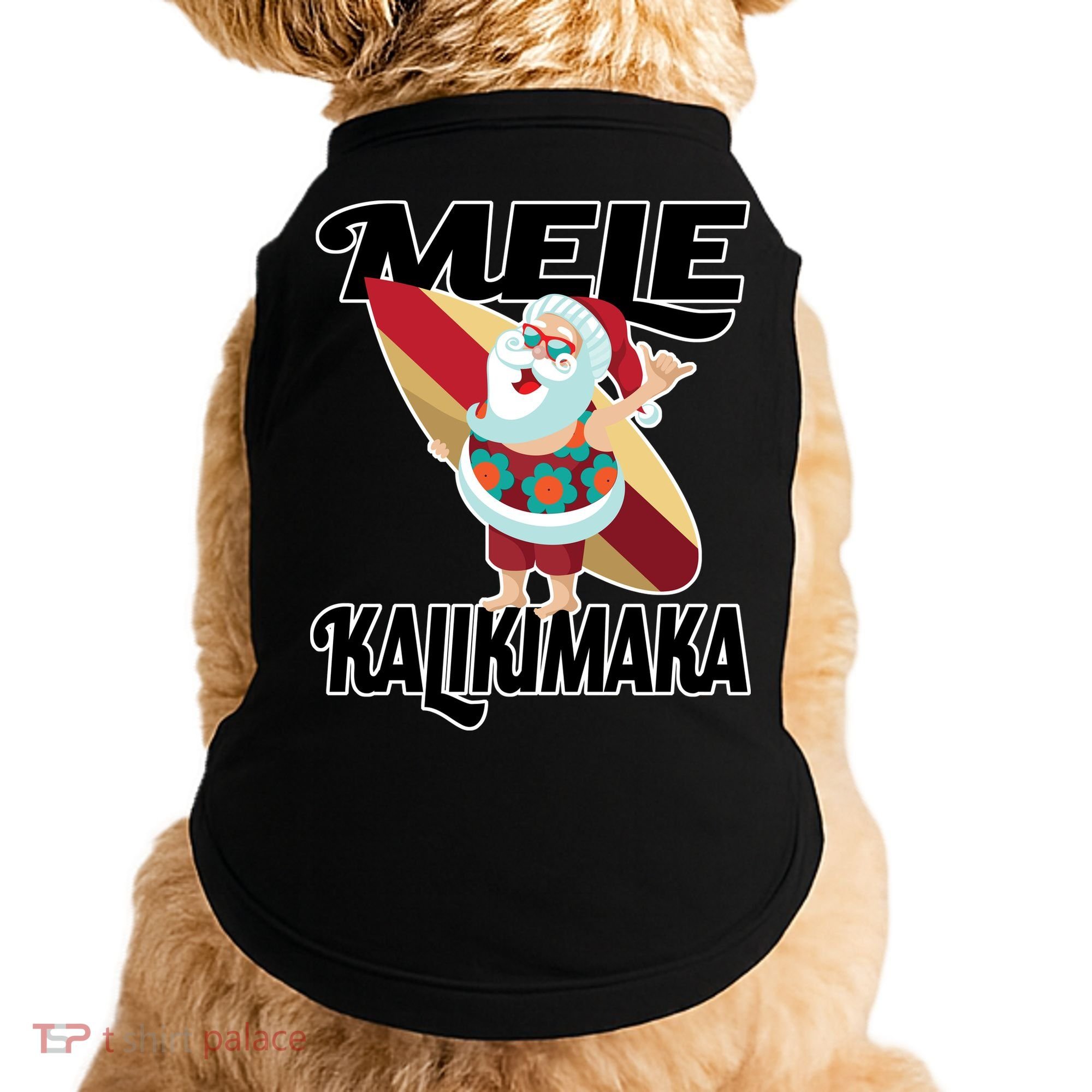 Mele Kalikimaka Surfing Santa Christmas Doggie Tank