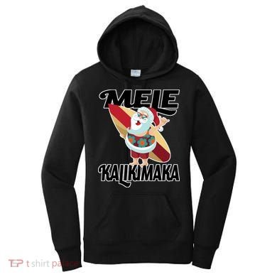 Mele Kalikimaka Surfing Santa Christmas Women's Hoodie