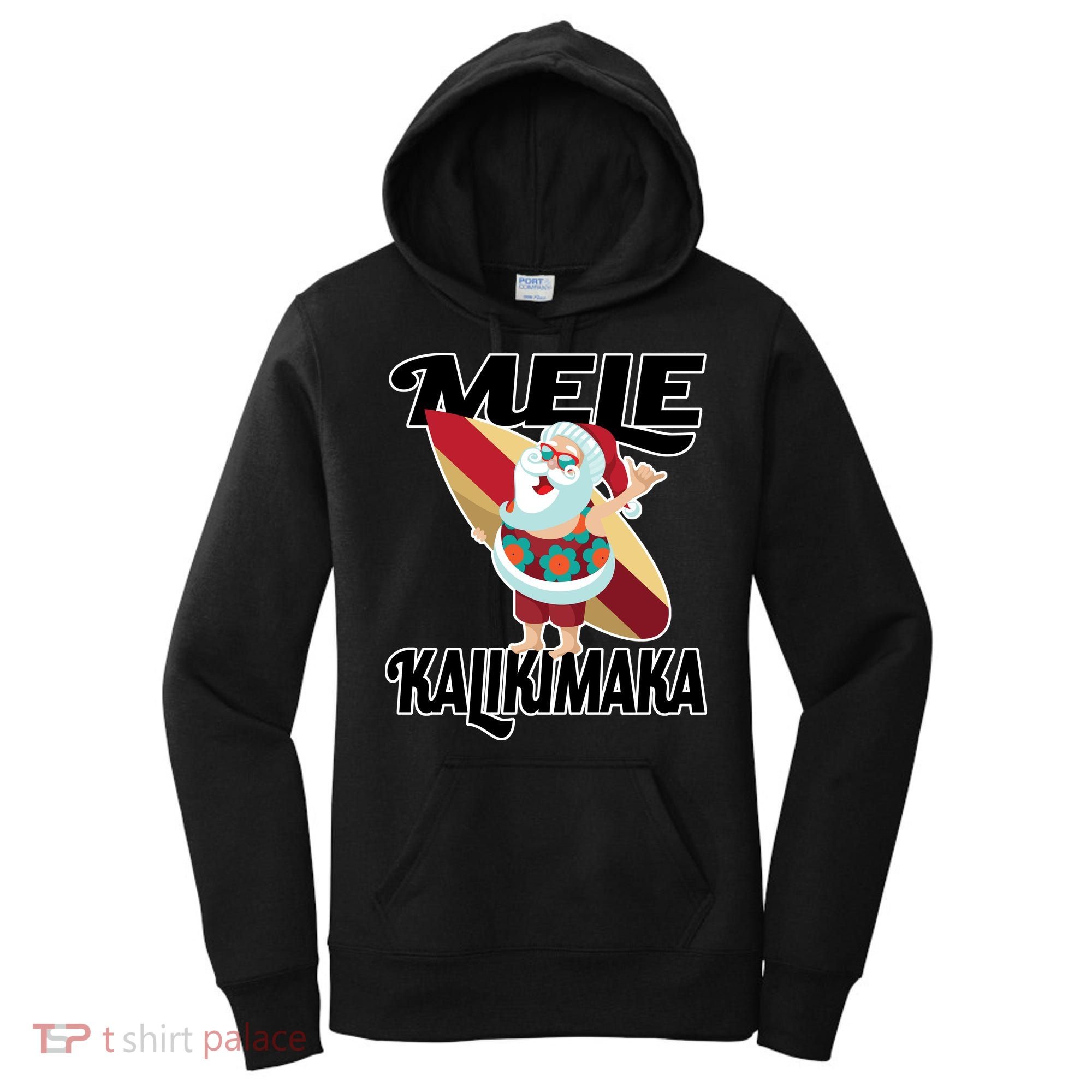 Mele Kalikimaka Surfing Santa Christmas Women's Hoodie