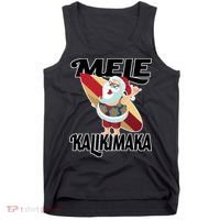 Mele Kalikimaka Surfing Santa Christmas Tank Top thumb 0