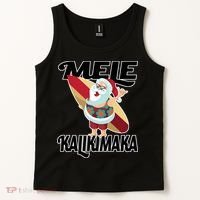 Mele Kalikimaka Surfing Santa Christmas Tank Top thumb 2