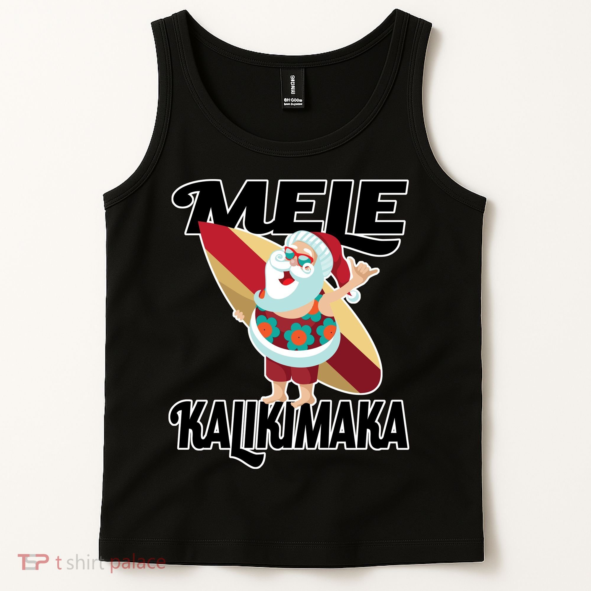 Mele Kalikimaka Surfing Santa Christmas Tank Top