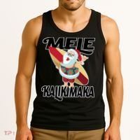 Mele Kalikimaka Surfing Santa Christmas Tank Top thumb 3