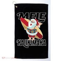 Mele Kalikimaka Surfing Santa Christmas Golf Towel thumb 0