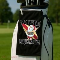 Mele Kalikimaka Surfing Santa Christmas Golf Towel thumb 2
