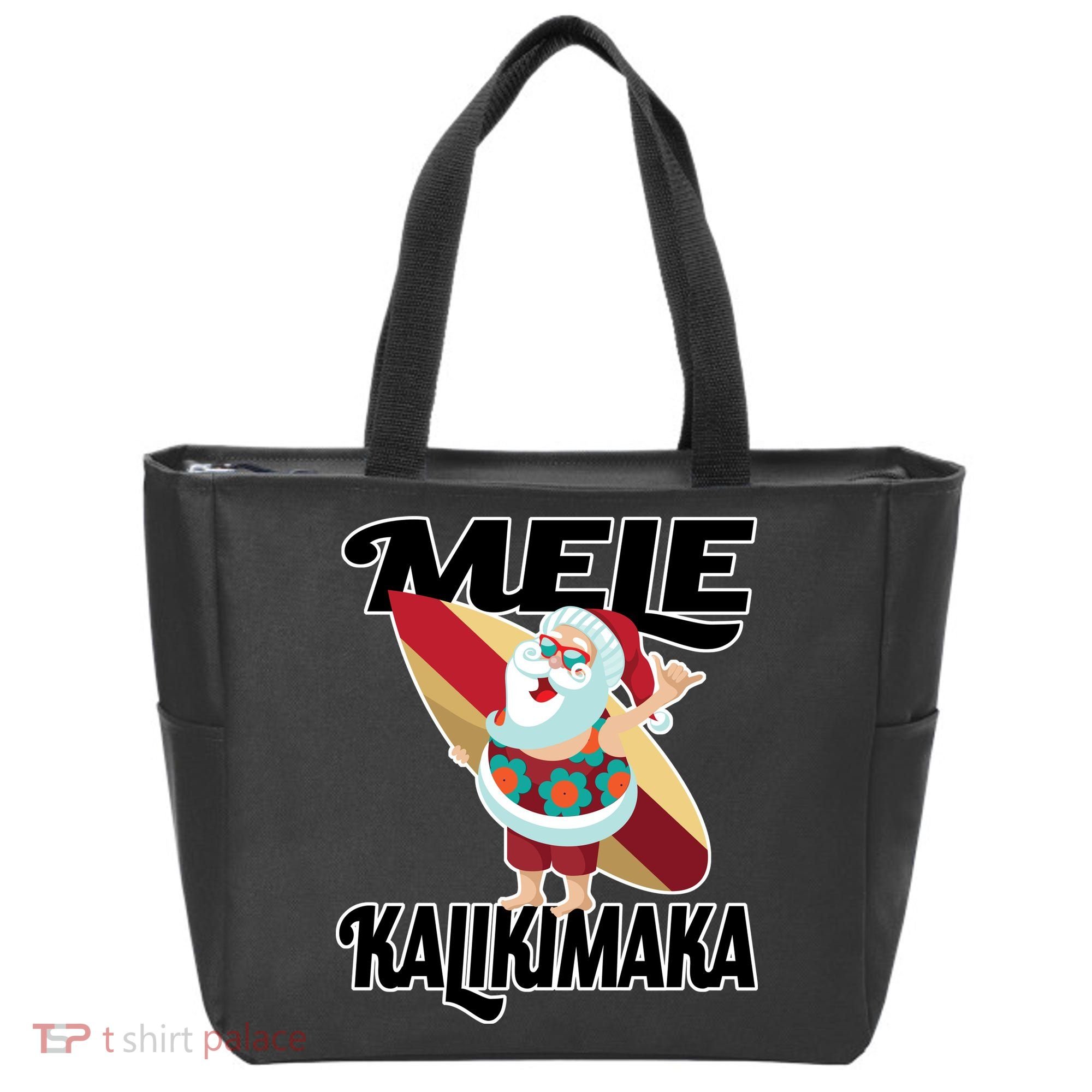 Mele Kalikimaka Surfing Santa Christmas Tote Bag