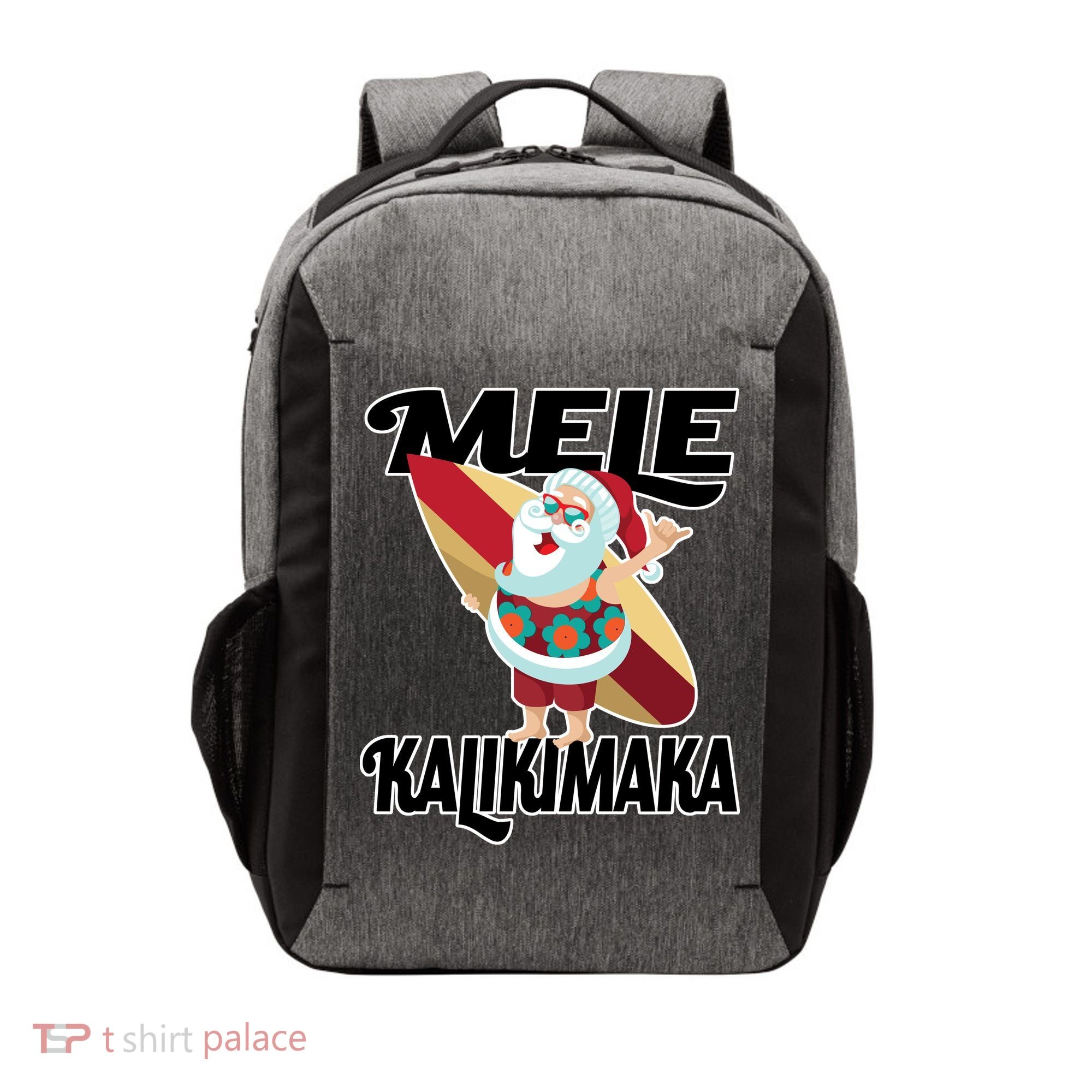 Mele Kalikimaka Surfing Santa Christmas Vector Backpack