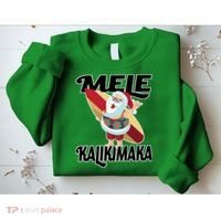 Mele Kalikimaka Surfing Santa Christmas Sweatshirt thumb 2