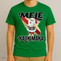 Mele Kalikimaka Surfing Santa Christmas T-Shirt thumb 3