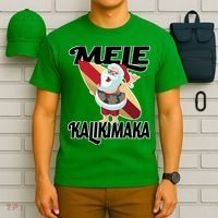 Mele Kalikimaka Surfing Santa Christmas T-Shirt thumb 6