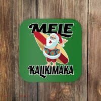 Mele Kalikimaka Surfing Santa Christmas Coaster thumb 0
