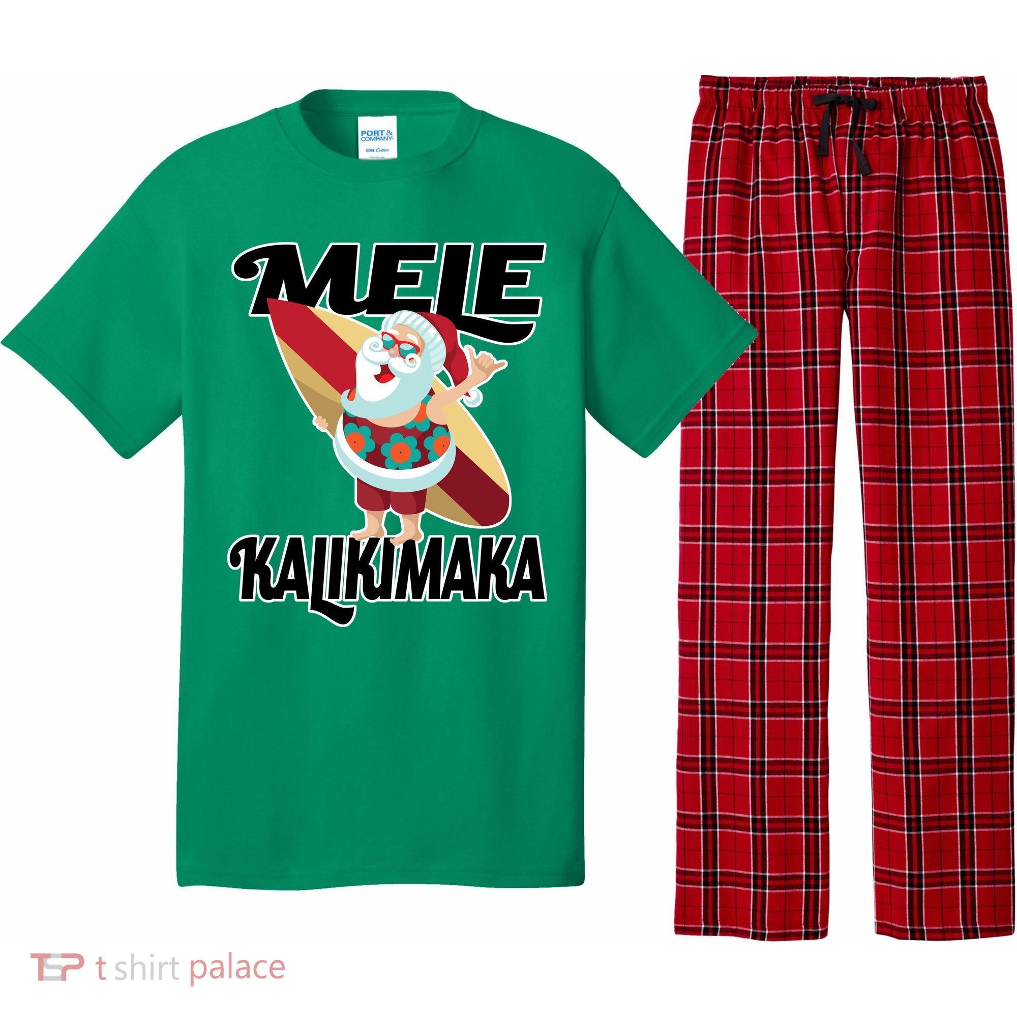 Mele Kalikimaka Surfing Santa Christmas Pajama Set