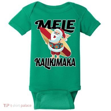 Mele Kalikimaka Surfing Santa Christmas Baby Bodysuit