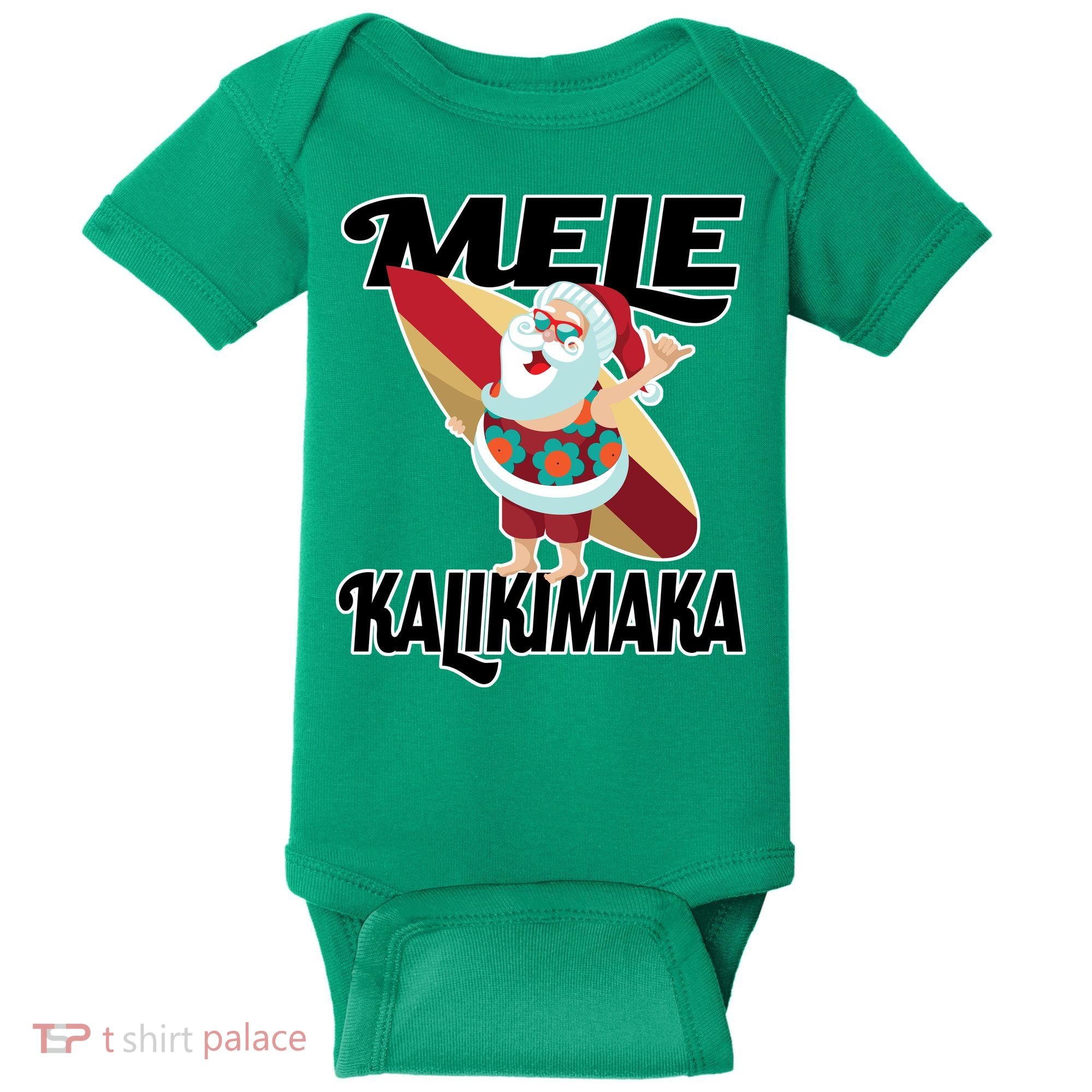 Mele Kalikimaka Surfing Santa Christmas Baby Bodysuit
