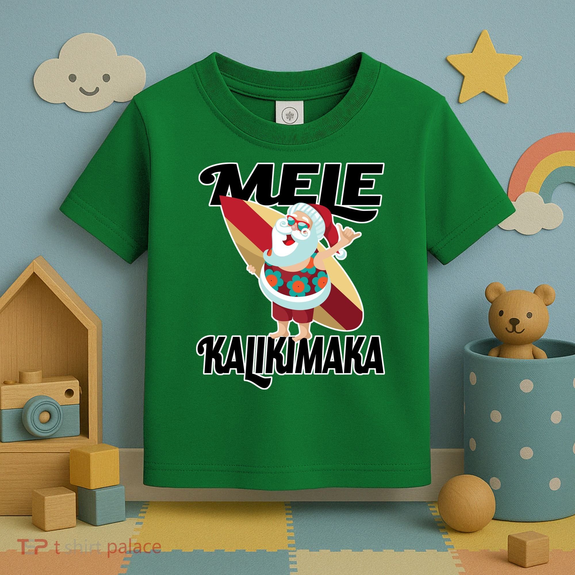 Mele Kalikimaka Surfing Santa Christmas Toddler T-Shirt