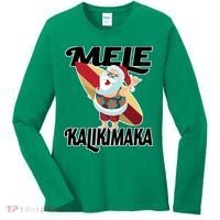 Mele Kalikimaka Surfing Santa Christmas Women's Long Sleeve Shirt thumb 0