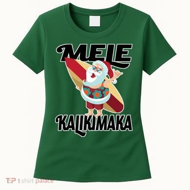 Mele Kalikimaka Surfing Santa Christmas Women's T-Shirt