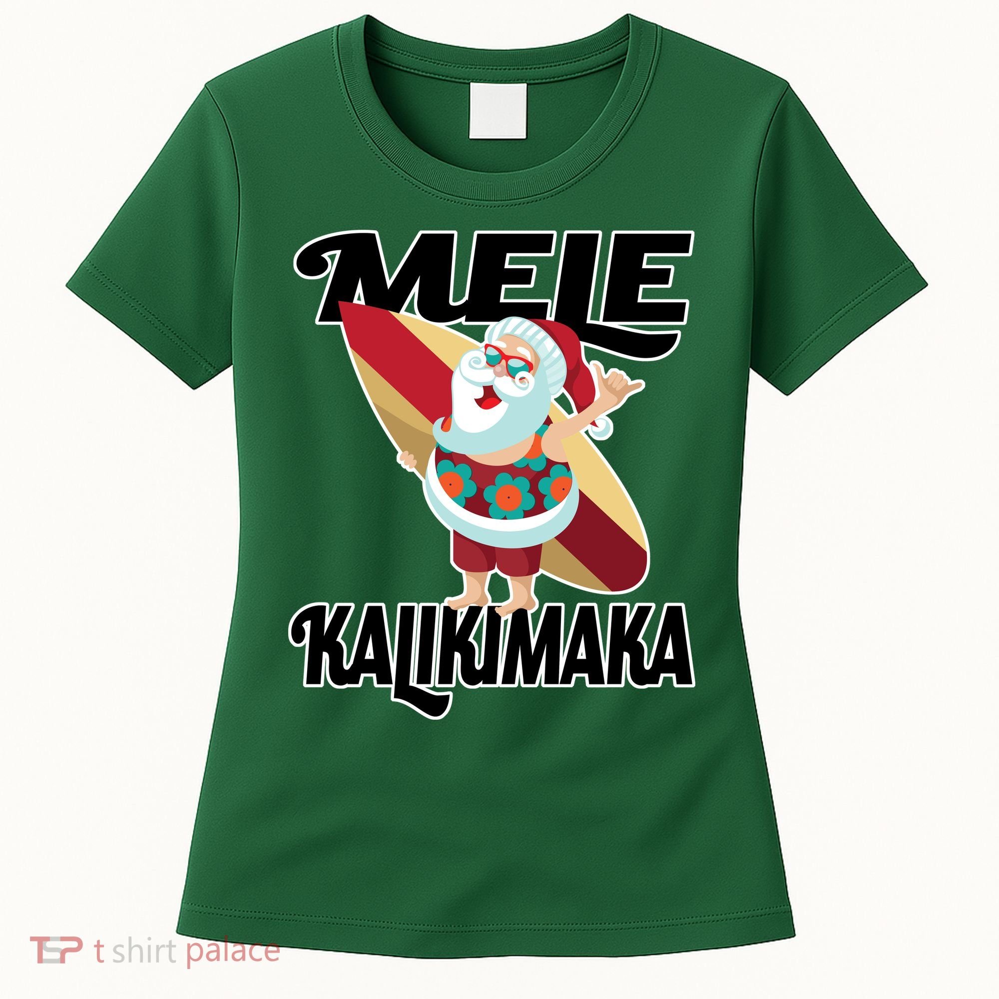 Mele Kalikimaka Surfing Santa Christmas Women's T-Shirt