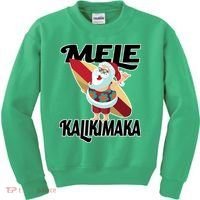Mele Kalikimaka Surfing Santa Christmas Kids Sweatshirt thumb 0