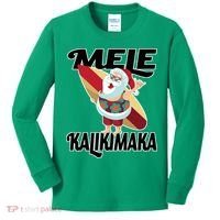 Mele Kalikimaka Surfing Santa Christmas Kids Long Sleeve Shirt thumb 0