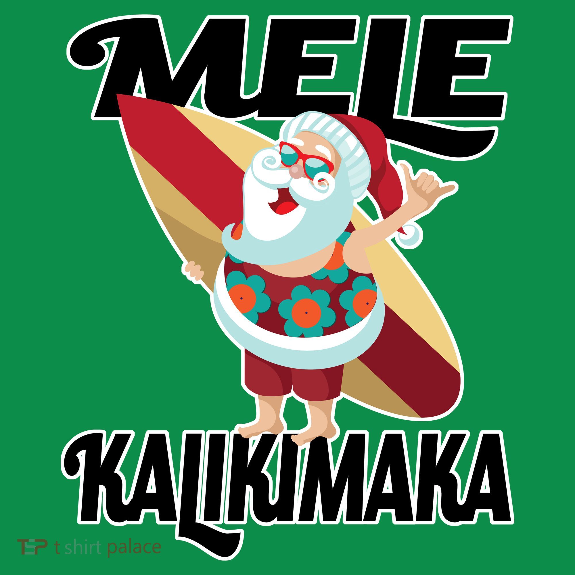 Mele Kalikimaka Surfing Santa Christmas Kids Long Sleeve Shirt