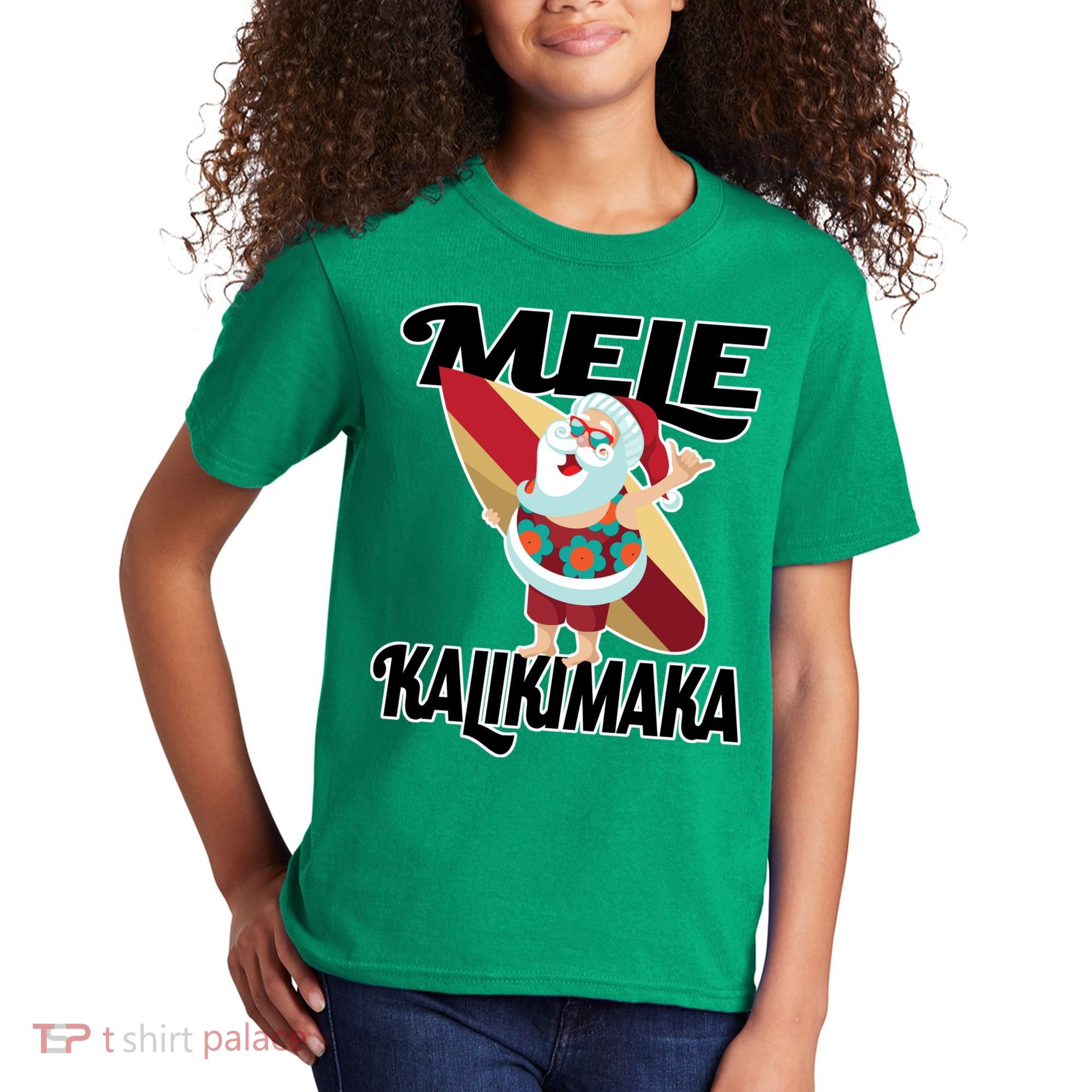 Mele Kalikimaka Surfing Santa Christmas Kids T-Shirt