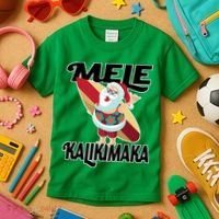 Mele Kalikimaka Surfing Santa Christmas Kids T-Shirt thumb 3