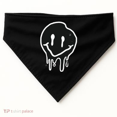Melting Black And White Smile Face USA-Made Doggie Bandana