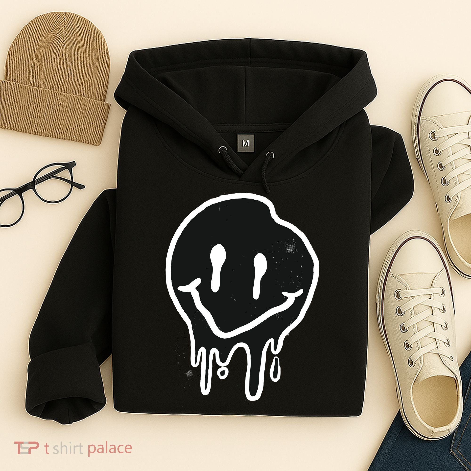Melting Black And White Smile Face Hoodie