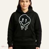 Melting Black And White Smile Face Hoodie thumb 5