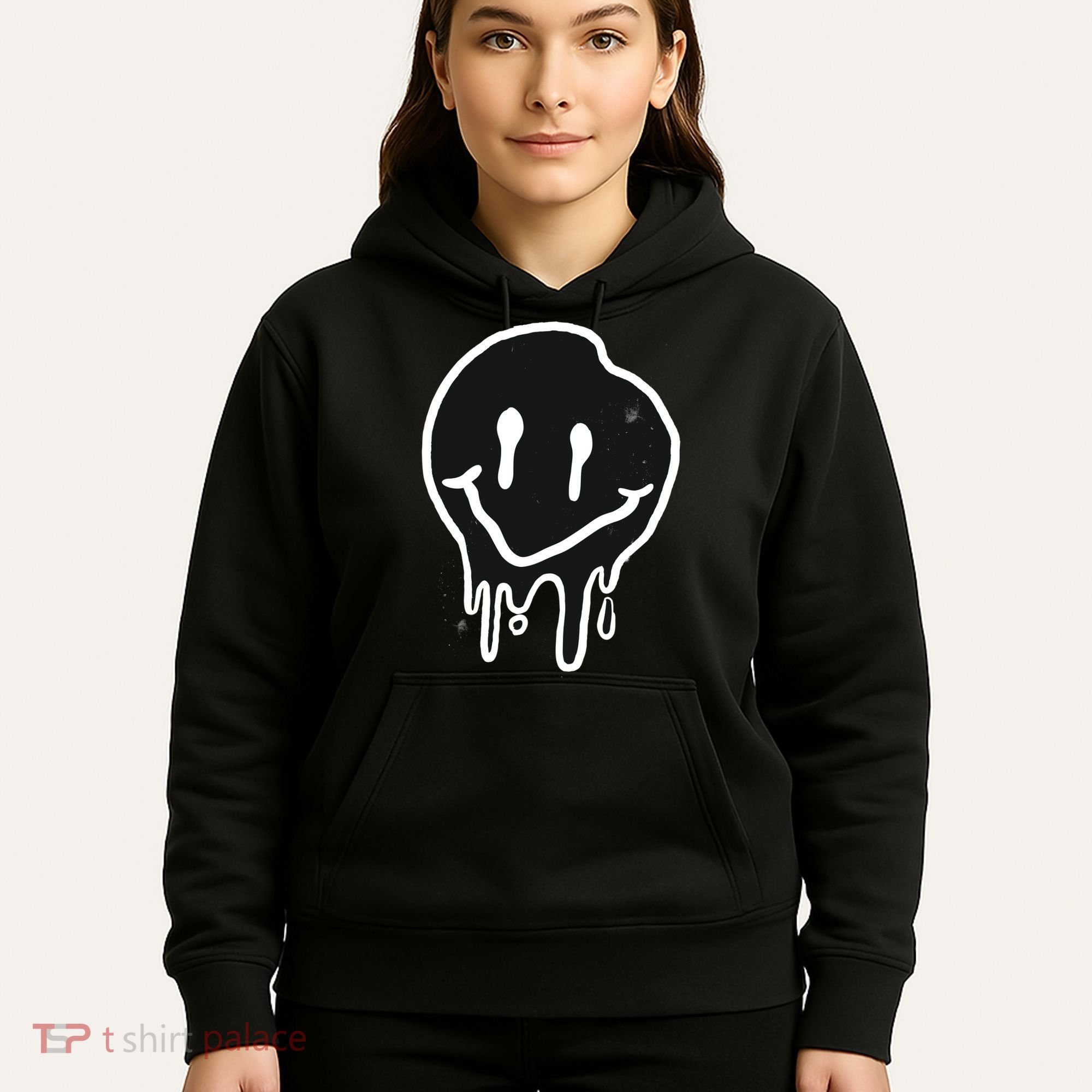 Melting Black And White Smile Face Hoodie