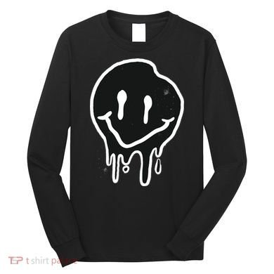 Melting Black And White Smile Face Long Sleeve Shirt