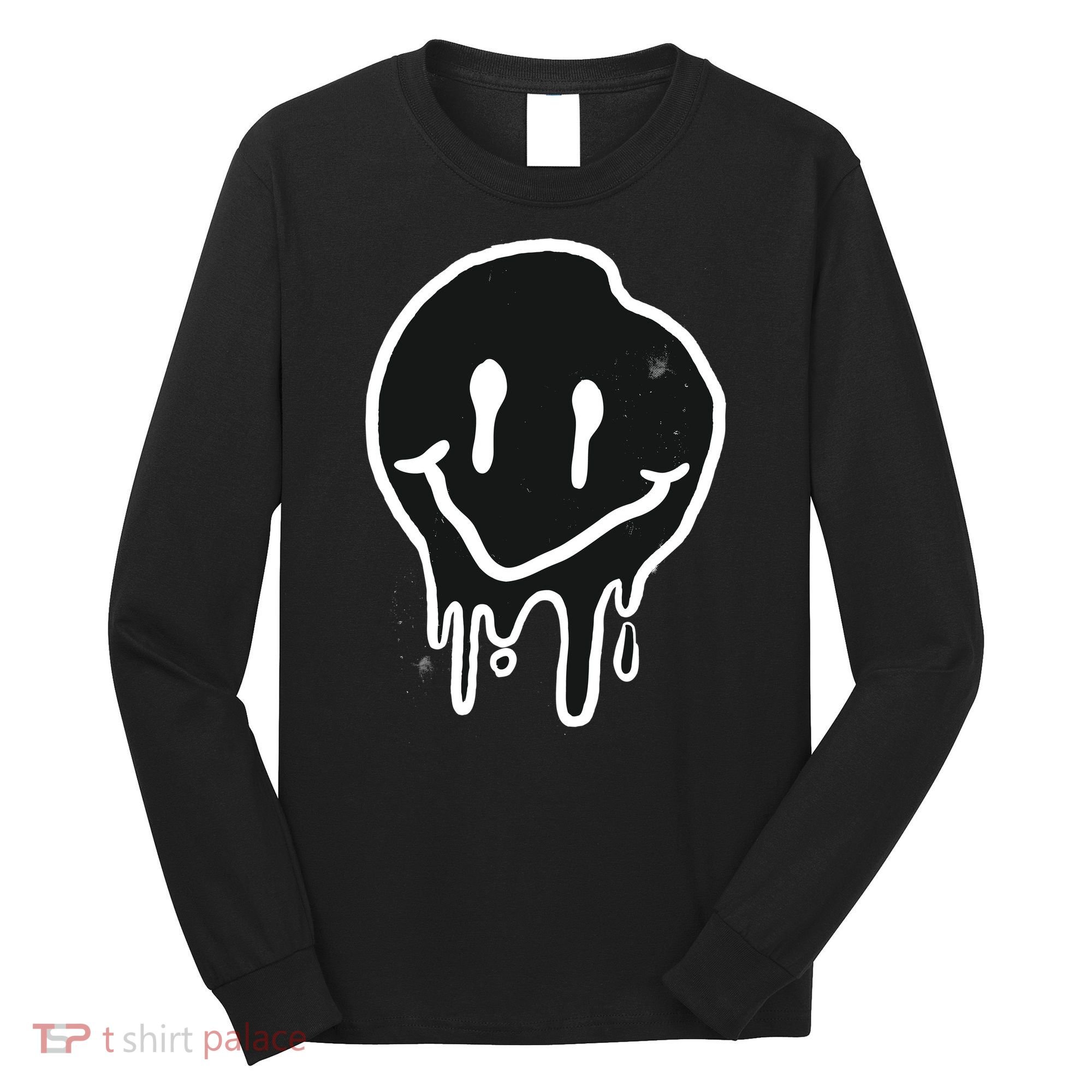 Melting Black And White Smile Face Long Sleeve Shirt