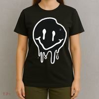 Melting Black And White Smile Face T-Shirt thumb 4