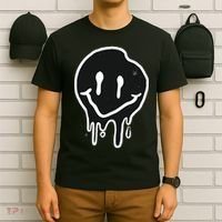 Melting Black And White Smile Face T-Shirt thumb 6