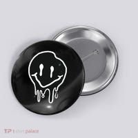 Melting Black And White Smile Face Button thumb 0