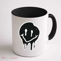 Melting Black And White Smile Face Coffee Mug thumb 1
