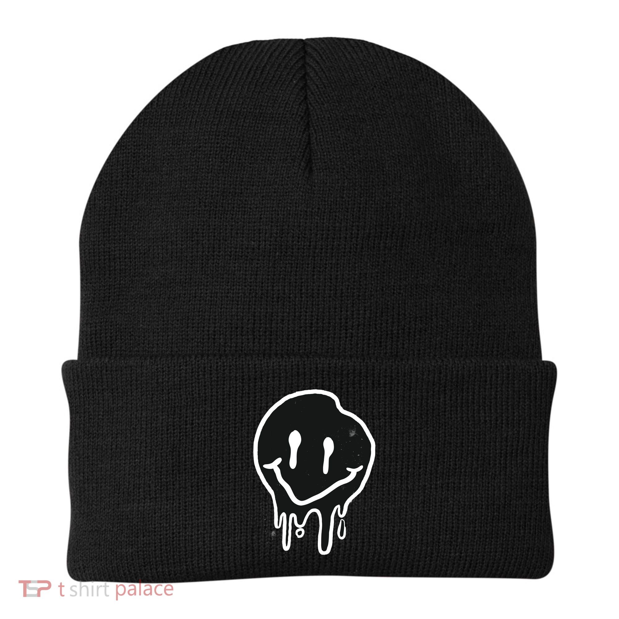 Melting Black And White Smile Face Beanie