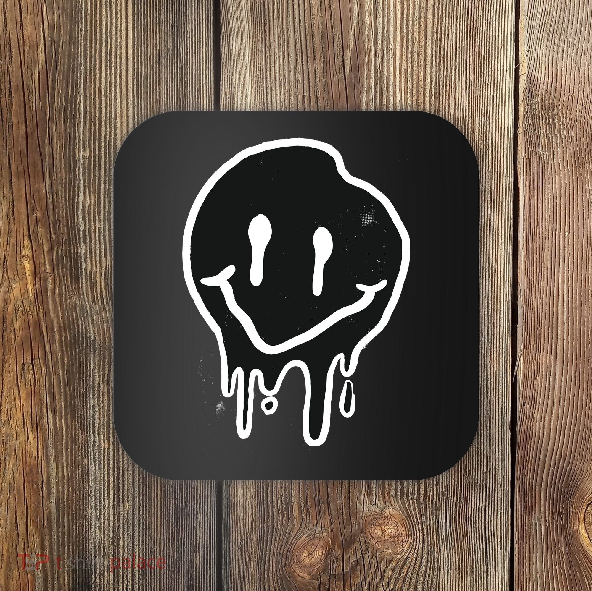 Melting Black And White Smile Face Coaster