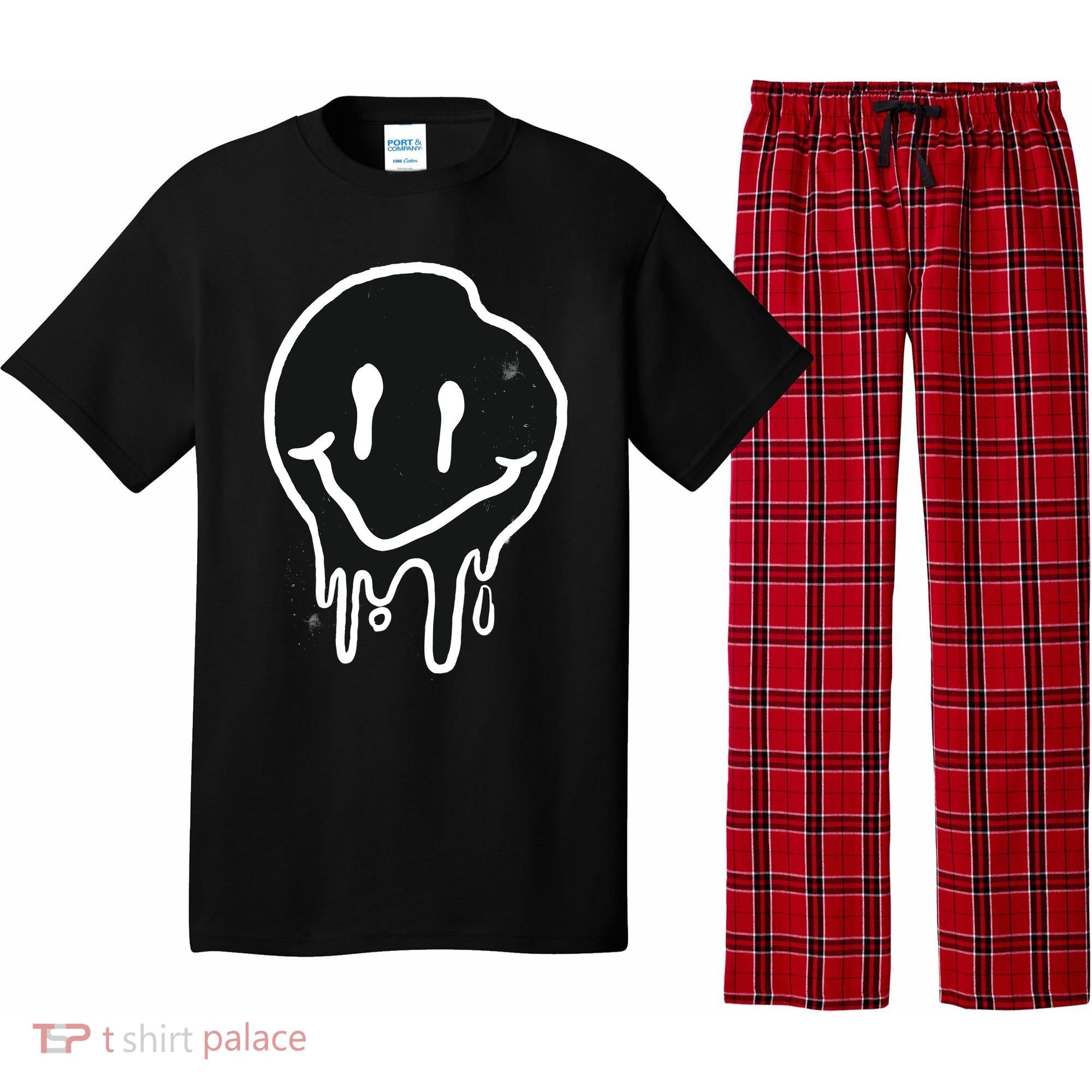 Melting Black And White Smile Face Pajama Set