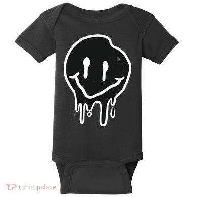 Melting Black And White Smile Face Baby Bodysuit