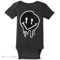 Melting Black And White Smile Face Baby Bodysuit thumb 0