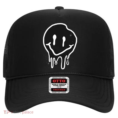 Melting Black And White Smile Face Hat