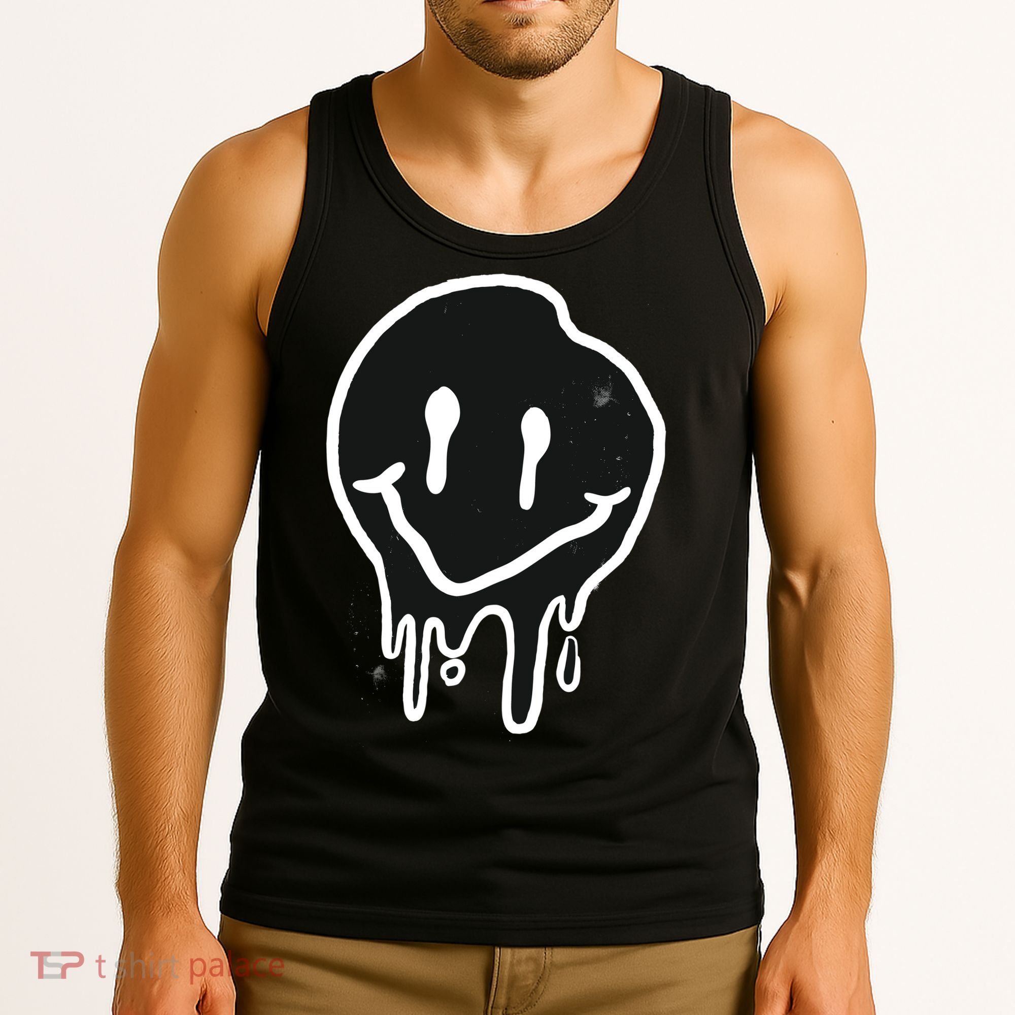 Melting Black And White Smile Face Tank Top
