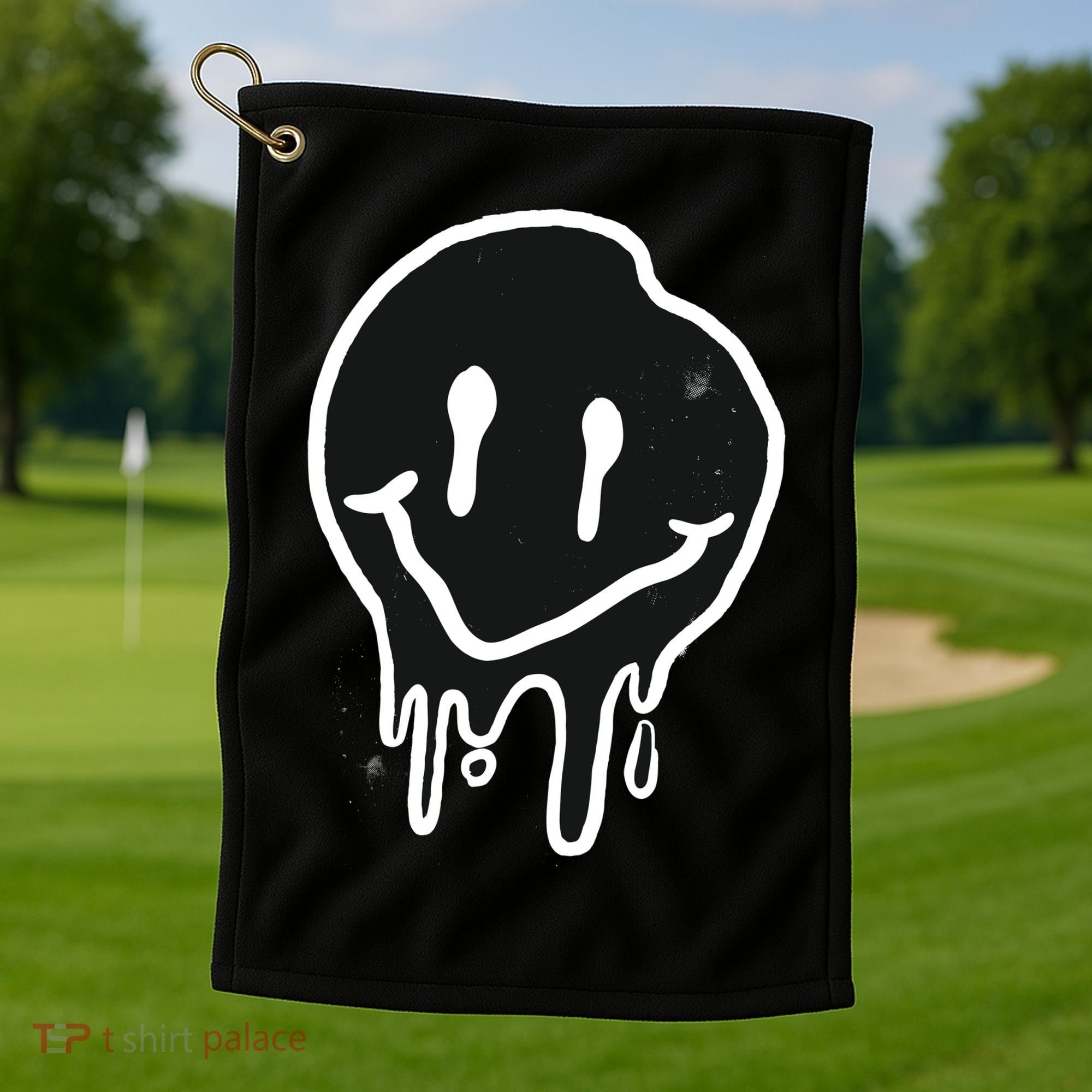 Melting Black And White Smile Face Golf Towel