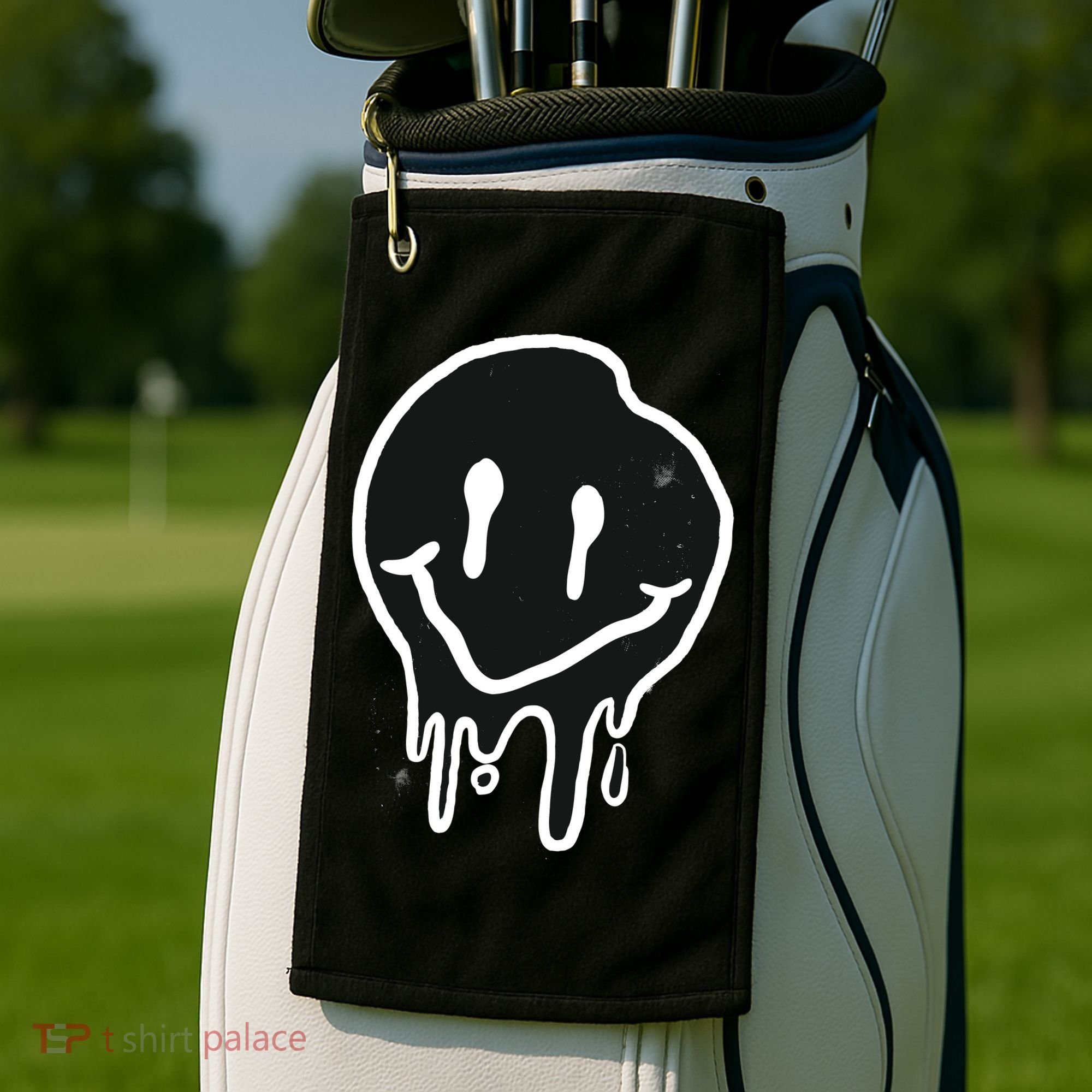 Melting Black And White Smile Face Golf Towel