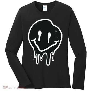 Melting Black And White Smile Face Women's Long Sleeve Shirt