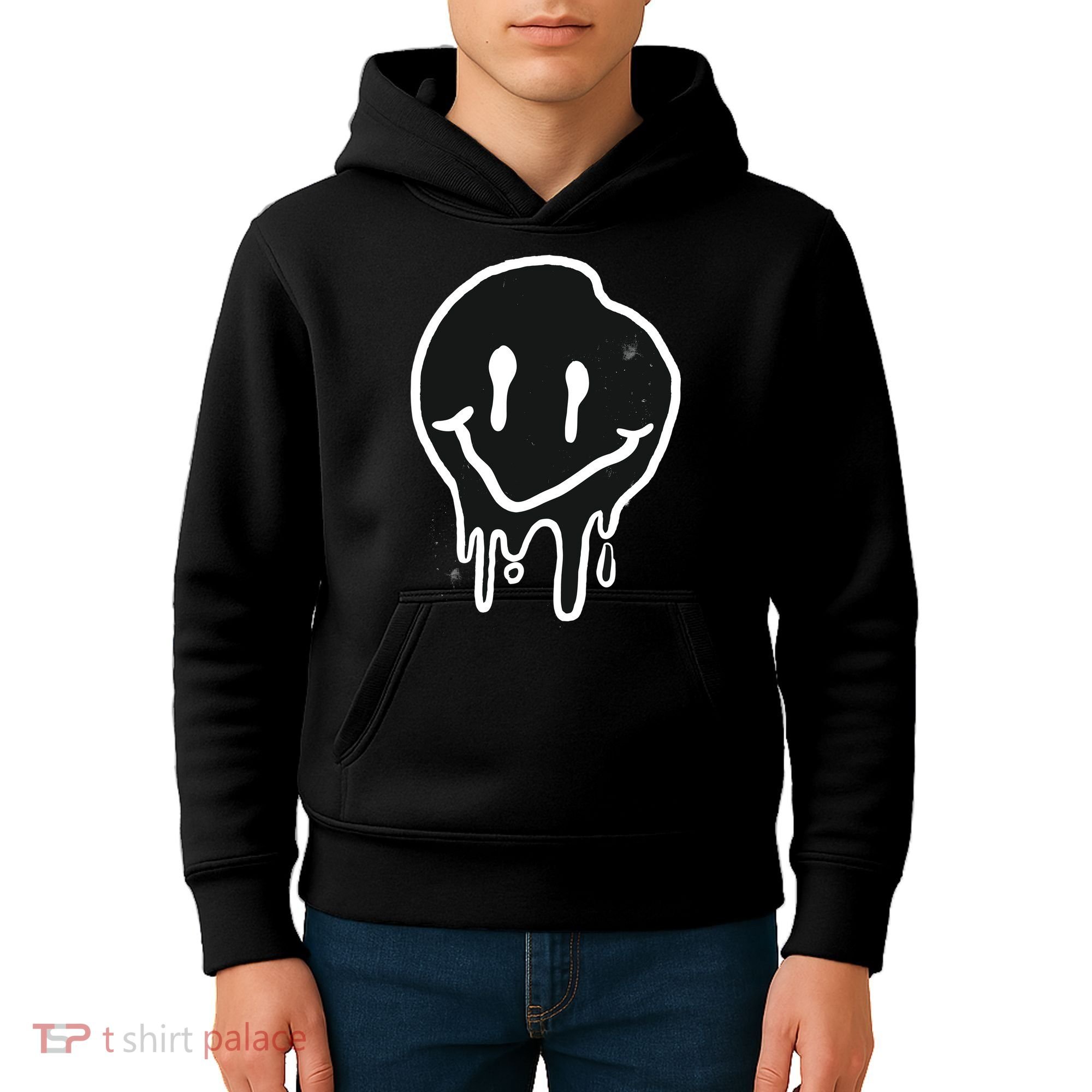 Melting Black And White Smile Face Kids Hoodie
