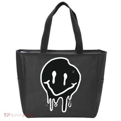 Melting Black And White Smile Face Tote Bag