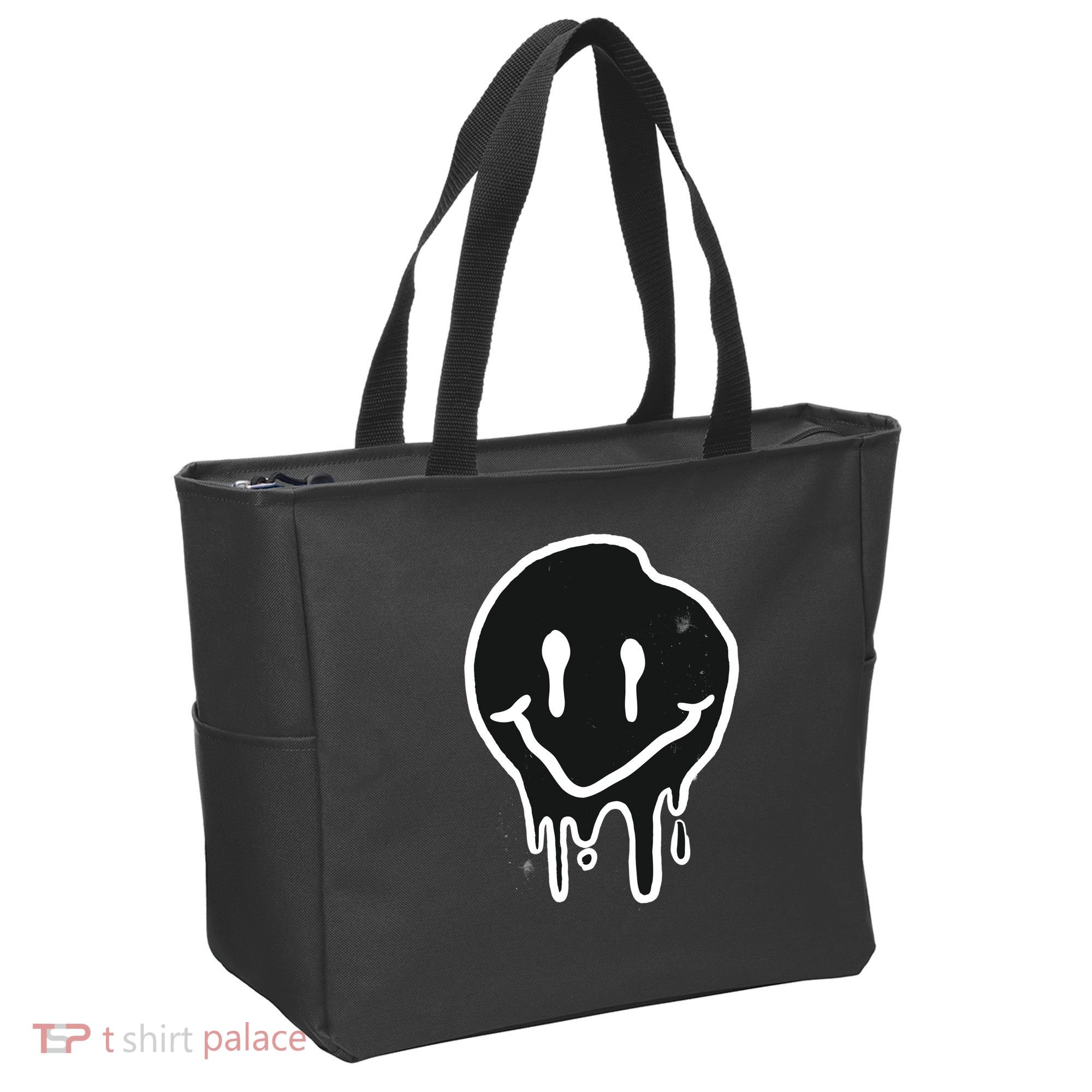 Melting Black And White Smile Face Tote Bag